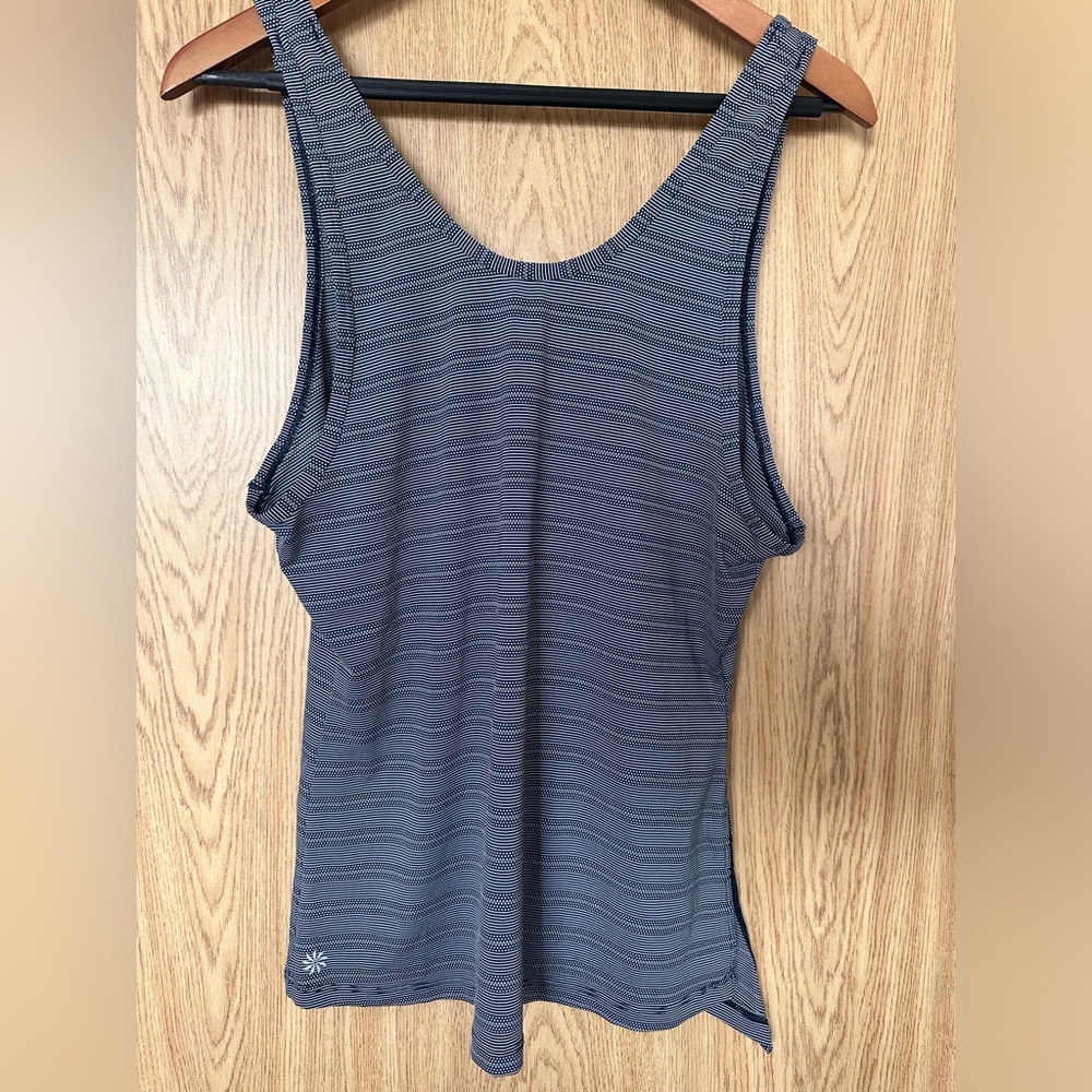 New Athleta Blue Pin Stripe Side Tie Active Tank Women’s S